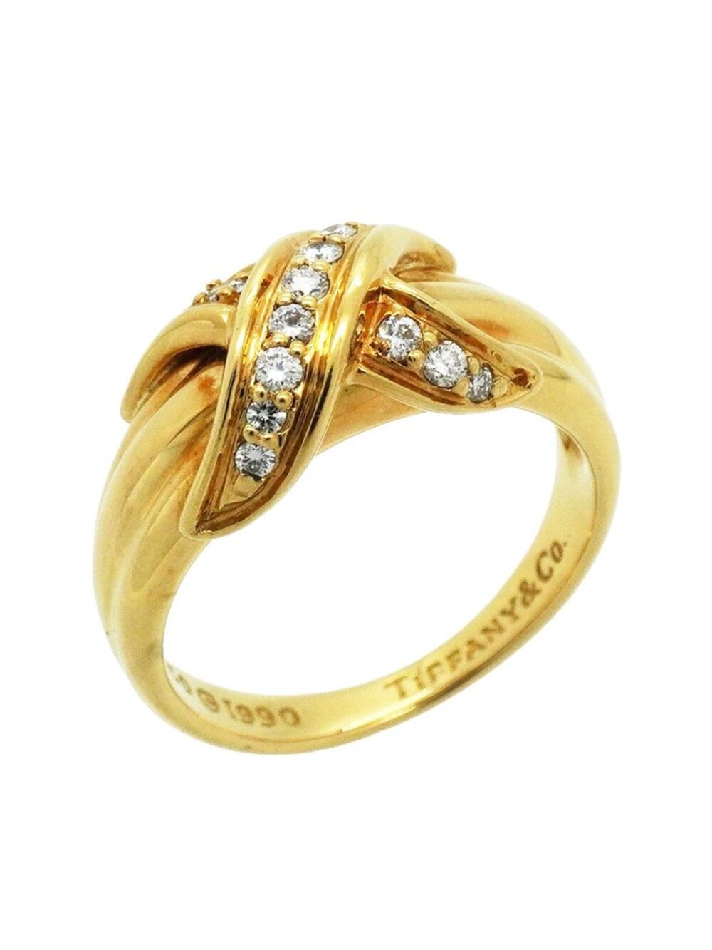 Tiffany & Co Ring Signature 18k Yellow Gold Diamond
